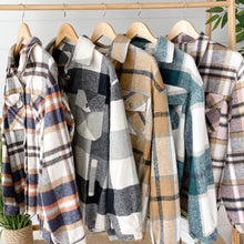 Load image into Gallery viewer, Molly Plaid Shacket - Navy, Brown, and Orange