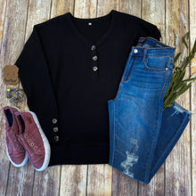Load image into Gallery viewer, Brittney Button Sweater - Black