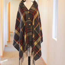Load image into Gallery viewer, Button Plaid Shawl