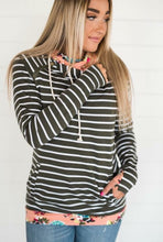 Load image into Gallery viewer, Olive Stripe and Floral Accent DoubleHood™
