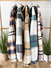 Load image into Gallery viewer, Molly Plaid Shacket - Navy, Brown, and Orange