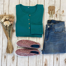 Load image into Gallery viewer, Harper Long Sleeve Henley - Teal