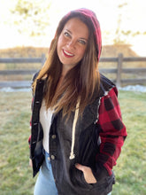 Load image into Gallery viewer, Just Checking Jacket- Black and Burgundy