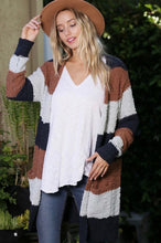 Load image into Gallery viewer, Mocha Striped Popcorn Cardigan