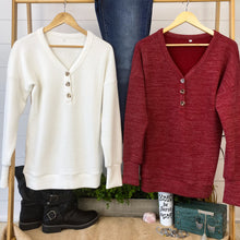 Load image into Gallery viewer, Brittney Button Sweater - Berry