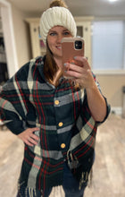Load image into Gallery viewer, Button Plaid Shawl