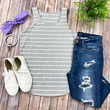 Load image into Gallery viewer, Tiffany Tank - Grey with White Stripes