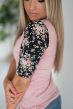 Load image into Gallery viewer, Pink Floral Baseball Tee