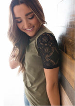 Load image into Gallery viewer, Lace Sleeved Tee