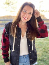 Load image into Gallery viewer, Just Checking Jacket- Black and Burgundy