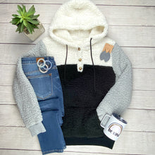 Load image into Gallery viewer, ColorBlock Sherpa Hoodie - Monochrome