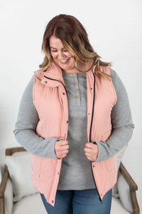 Remy Zip Up Vest - Heathered Pink
