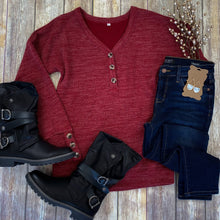 Load image into Gallery viewer, Brittney Button Sweater - Berry