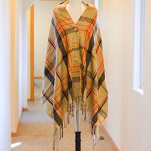 Load image into Gallery viewer, Button Plaid Shawl