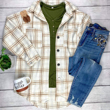Load image into Gallery viewer, Dolly Long Plaid Shacket  - Camel and Cream