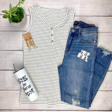 Load image into Gallery viewer, Addison Henley Tank - Ivory and Black Stripes
