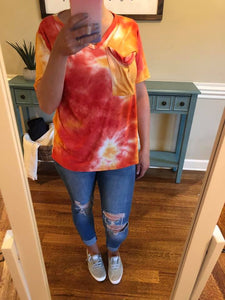 Sunrise Tie Dye Slouchy Pocket Tee